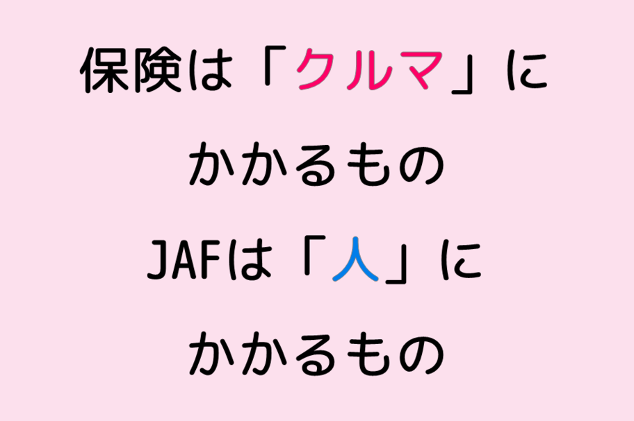 保険は「クルマ」にかかるもの。JAFは「人」にかかるもの。